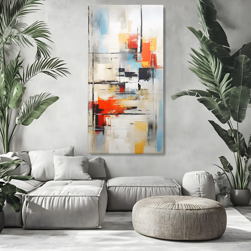 Tablou Canvas Premium LuxCanva® C1240 Lines And Colours Abstract Painting , Relaxare, Living Room, Culori Vibrante