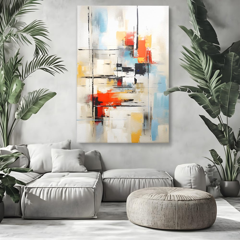 Tablou Canvas Premium LuxCanva® C1240 Lines And Colours Abstract Painting , Relaxare, Living Room, Culori Vibrante