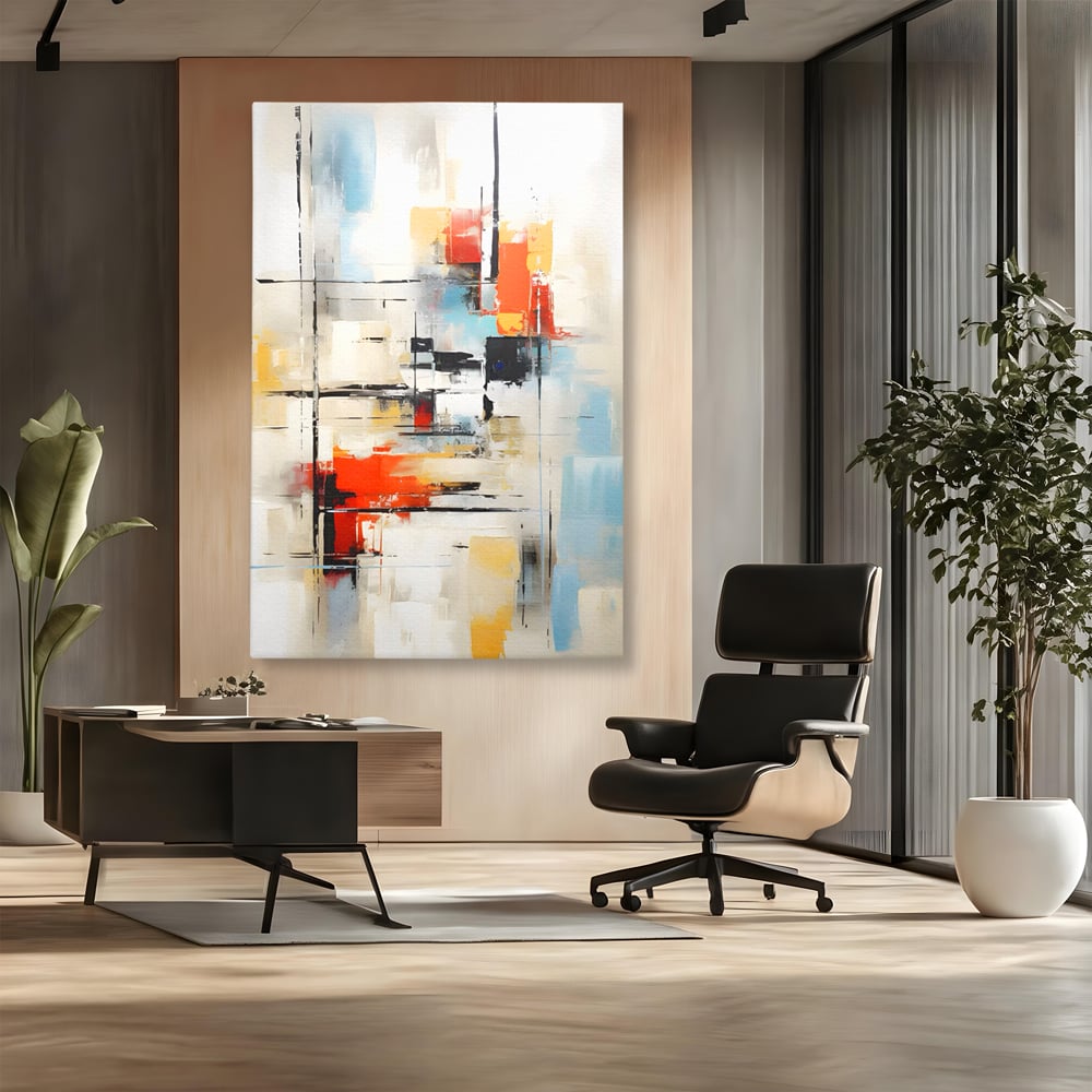 Tablou Canvas Premium LuxCanva® C1240 Lines And Colours Abstract Painting , Relaxare, Living Room, Culori Vibrante