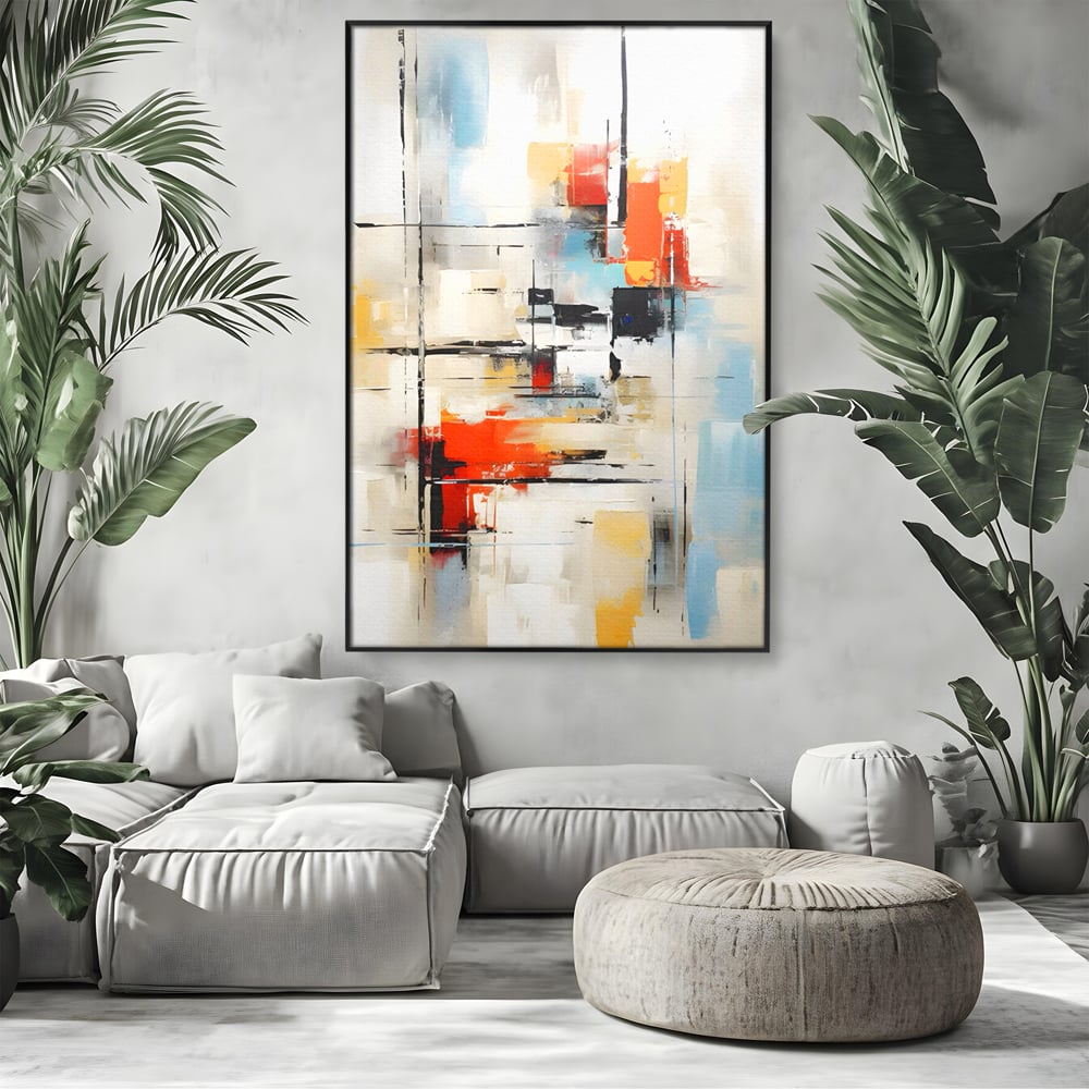 Tablou Canvas Premium LuxCanva® C1240 Lines And Colours Abstract Painting , Relaxare, Living Room, Culori Vibrante