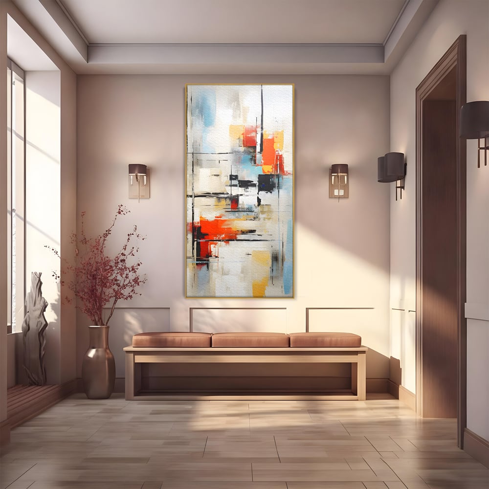 Tablou Canvas Premium LuxCanva® C1240 Lines And Colours Abstract Painting , Relaxare, Living Room, Culori Vibrante
