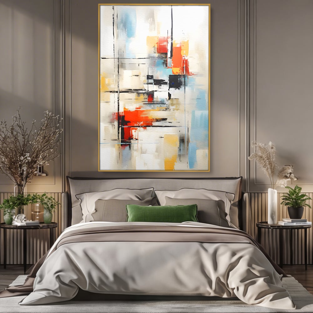 Tablou Canvas Premium LuxCanva® C1240 Lines And Colours Abstract Painting , Relaxare, Living Room, Culori Vibrante
