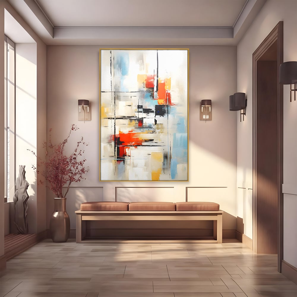 Tablou Canvas Premium LuxCanva® C1240 Lines And Colours Abstract Painting , Relaxare, Living Room, Culori Vibrante