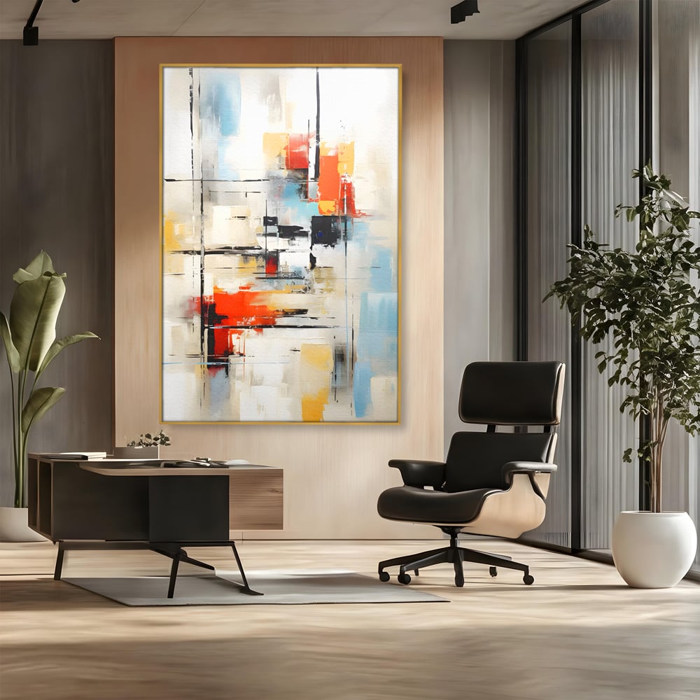Tablou Canvas Premium LuxCanva® C1240 Lines And Colours Abstract Painting , Relaxare, Living Room, Culori Vibrante