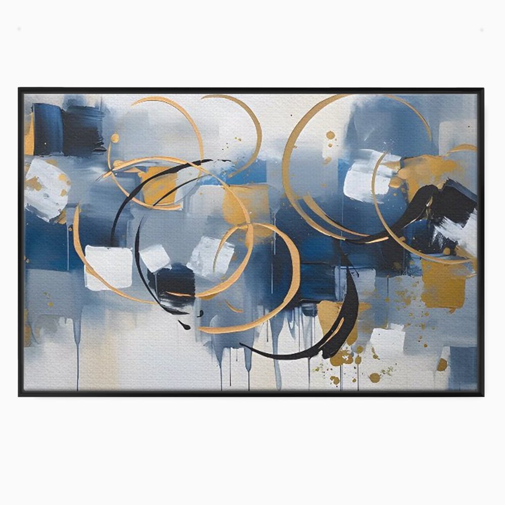 Tablou Canvas Premium LuxCanva® C1243 WhIte Gold And Blue Painting , Relaxare, Living Room, Culori Vibrante