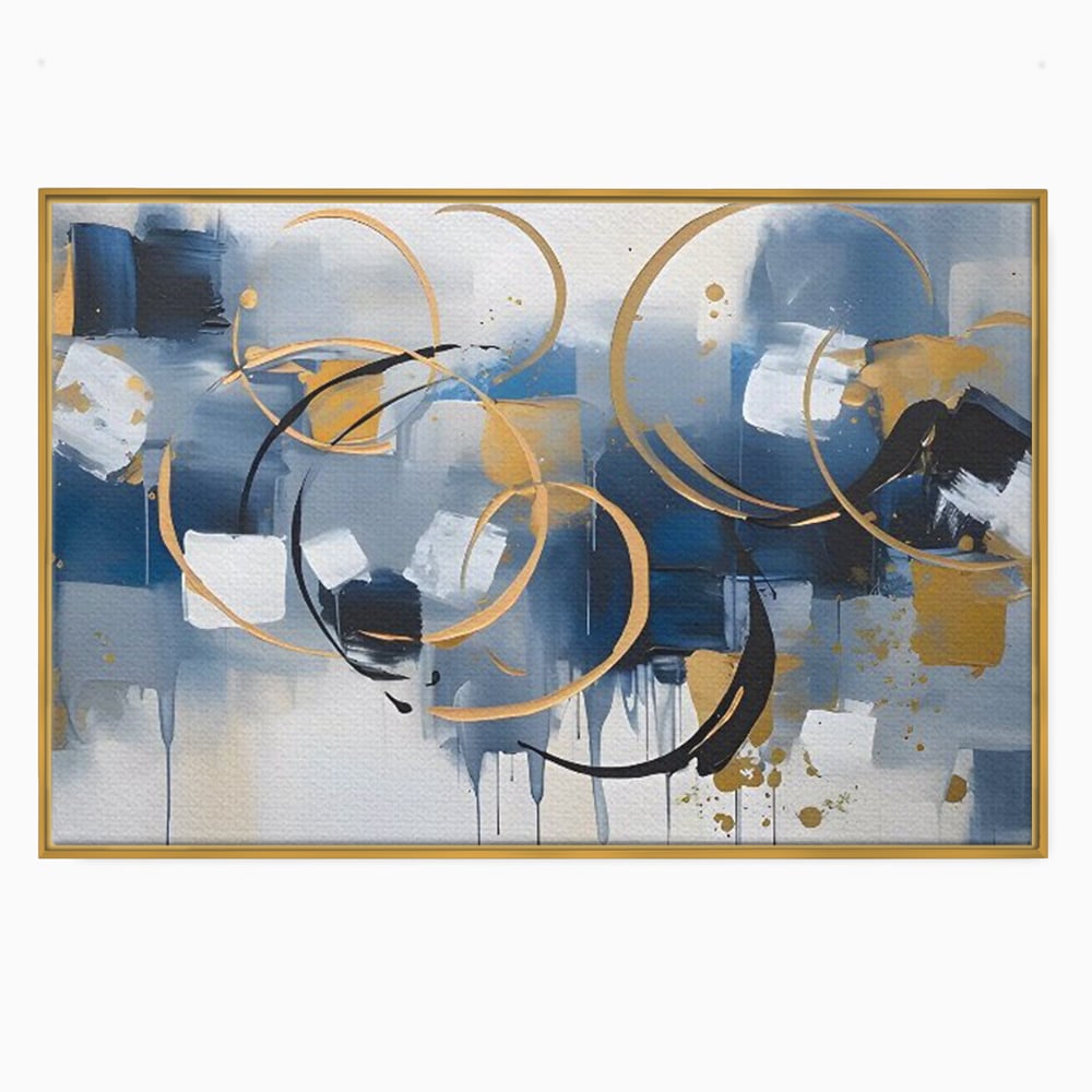 Tablou Canvas Premium LuxCanva® C1243 WhIte Gold And Blue Painting , Relaxare, Living Room, Culori Vibrante