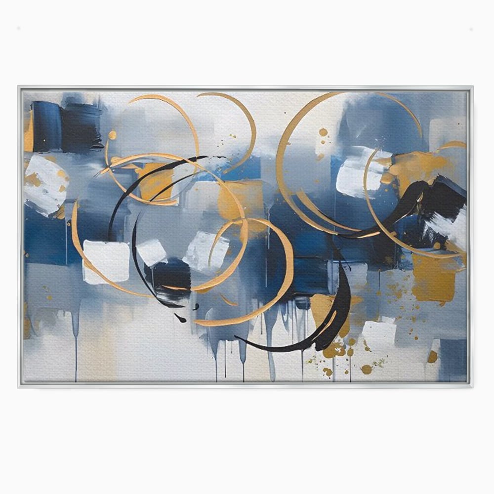 Tablou Canvas Premium LuxCanva® C1243 WhIte Gold And Blue Painting , Relaxare, Living Room, Culori Vibrante