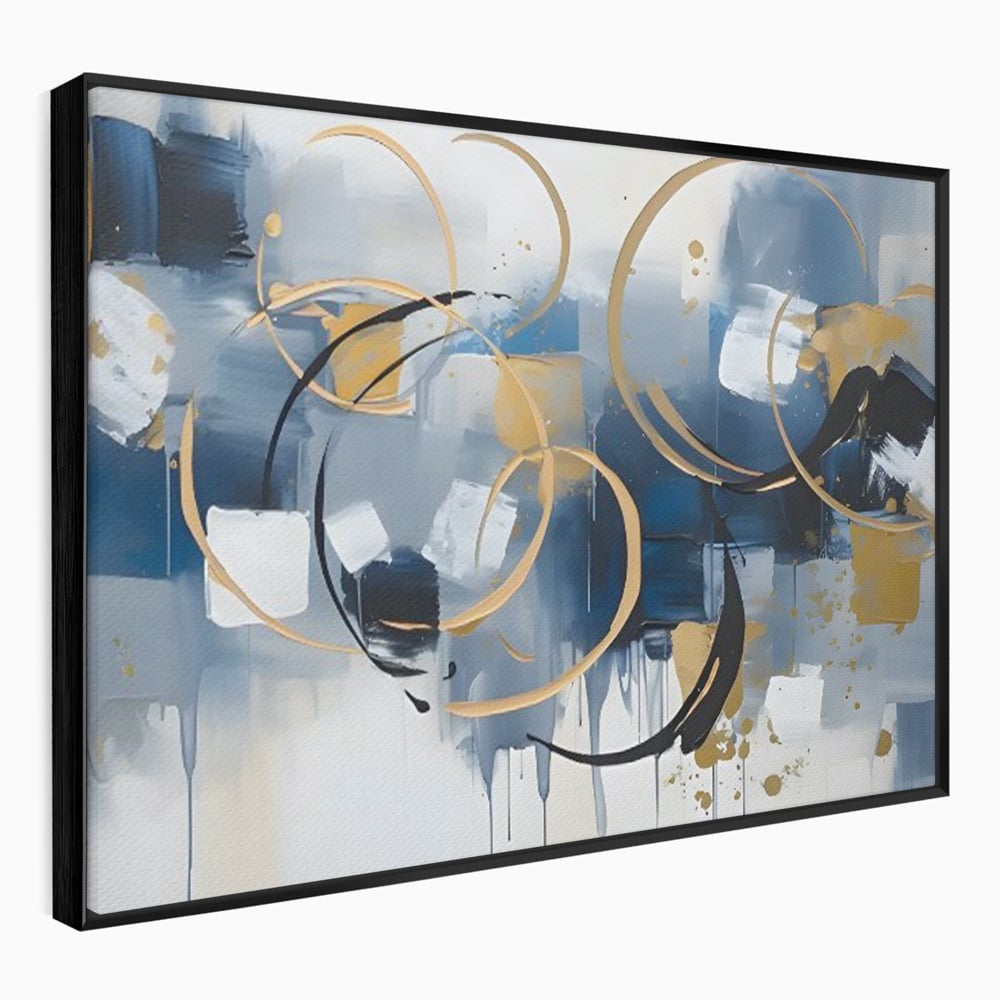 Tablou Canvas Premium LuxCanva® C1243 WhIte Gold And Blue Painting , Relaxare, Living Room, Culori Vibrante