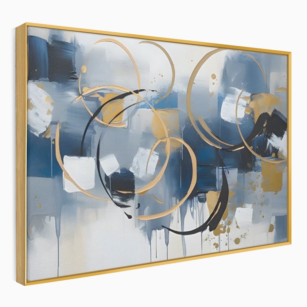 Tablou Canvas Premium LuxCanva® C1243 WhIte Gold And Blue Painting , Relaxare, Living Room, Culori Vibrante