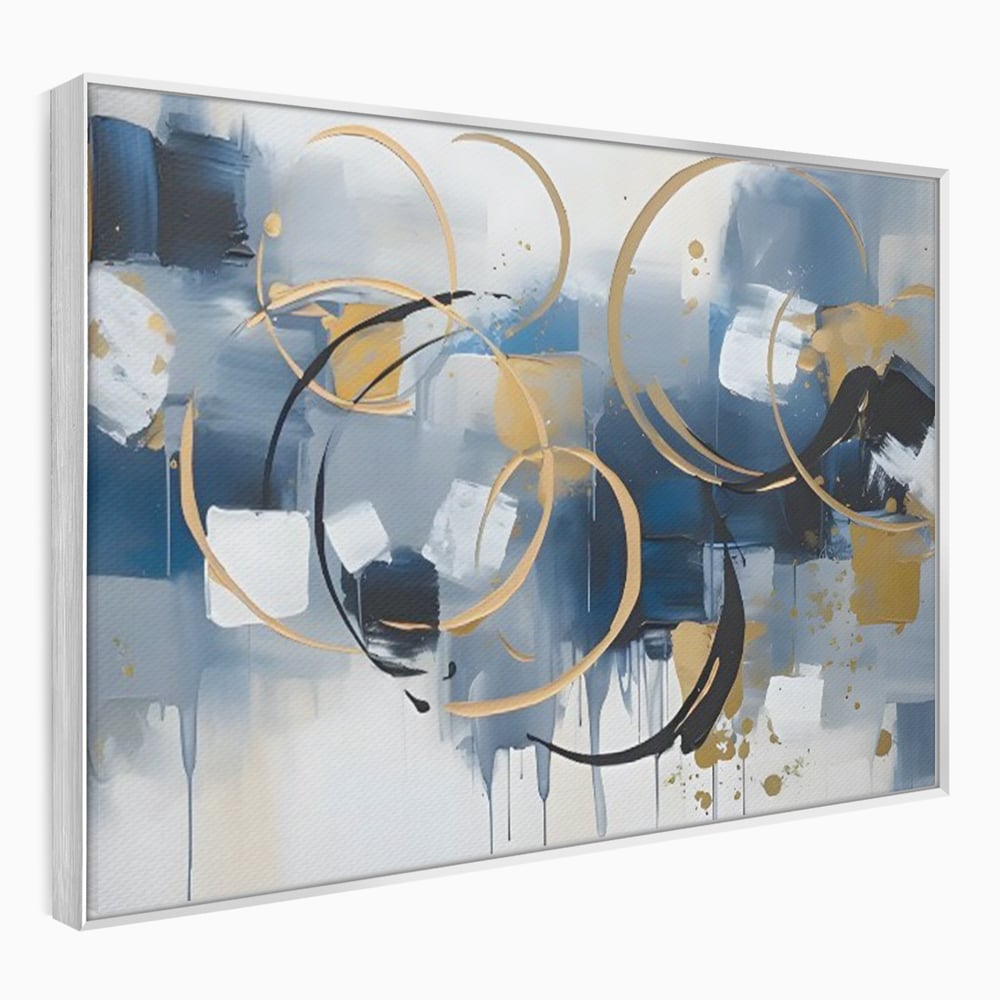 Tablou Canvas Premium LuxCanva® C1243 WhIte Gold And Blue Painting , Relaxare, Living Room, Culori Vibrante