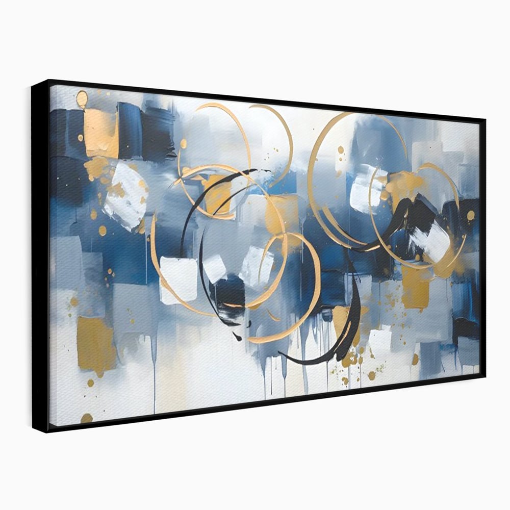 Tablou Canvas Premium LuxCanva® C1243 WhIte Gold And Blue Painting , Relaxare, Living Room, Culori Vibrante