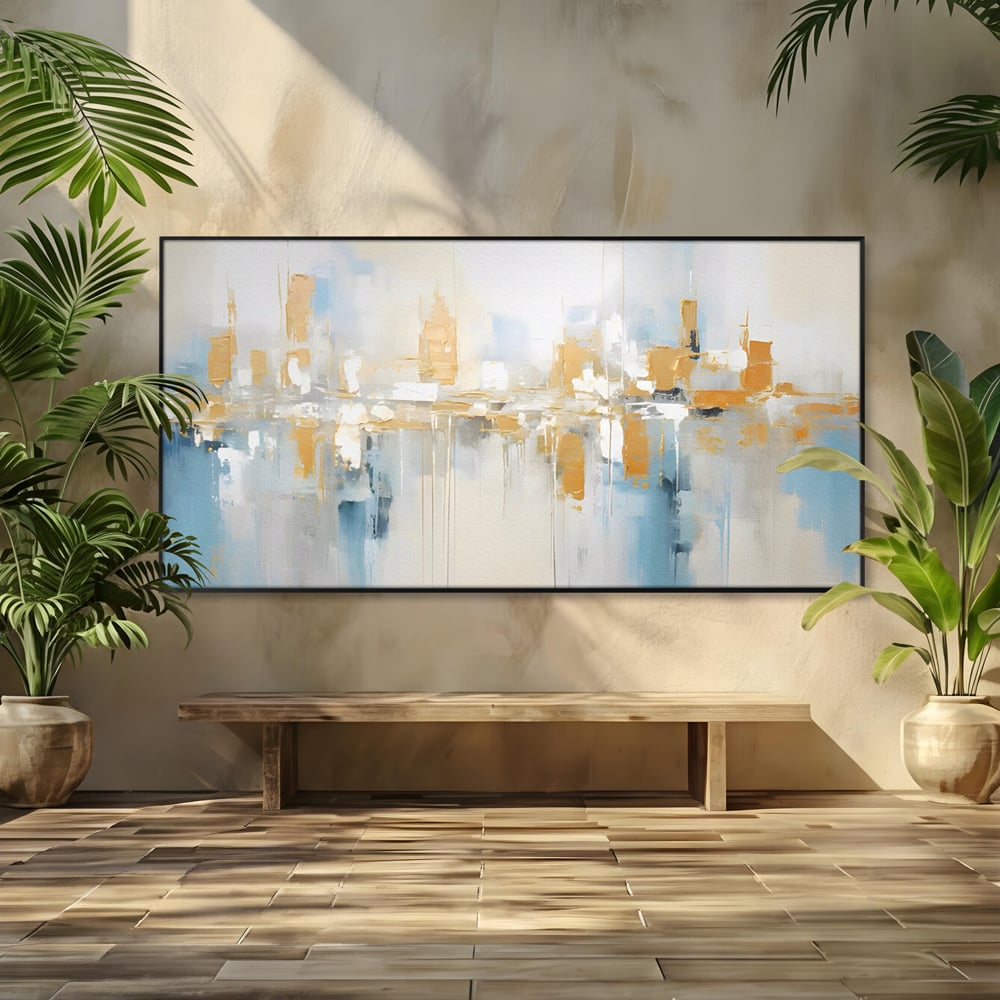 Tablou Canvas Premium LuxCanva® C1244 Abstract Paint Of Buildings , Relaxare, Living Room, Culori Vibrante