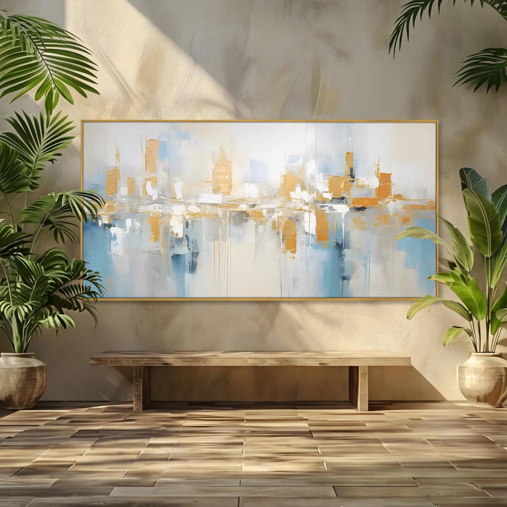 Tablou Canvas Premium LuxCanva® C1244 Abstract Paint Of Buildings , Relaxare, Living Room, Culori Vibrante