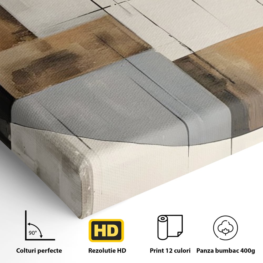 Tablou Canvas Premium LuxCanva® C1249, Black Abstract Lines , Relaxare, Living Room, Culori Vibrante