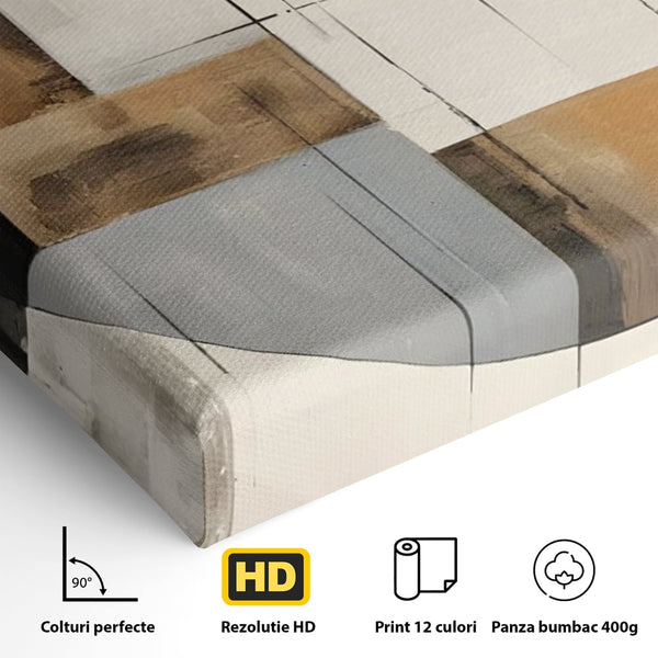 Tablou Canvas Premium LuxCanva® C1249, Black Abstract Lines , Relaxare, Living Room, Culori Vibrante