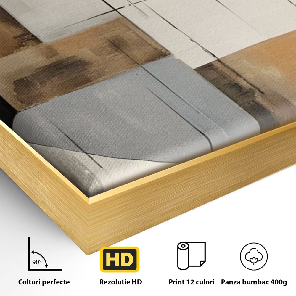 Tablou Canvas Premium LuxCanva® C1249, Black Abstract Lines , Relaxare, Living Room, Culori Vibrante