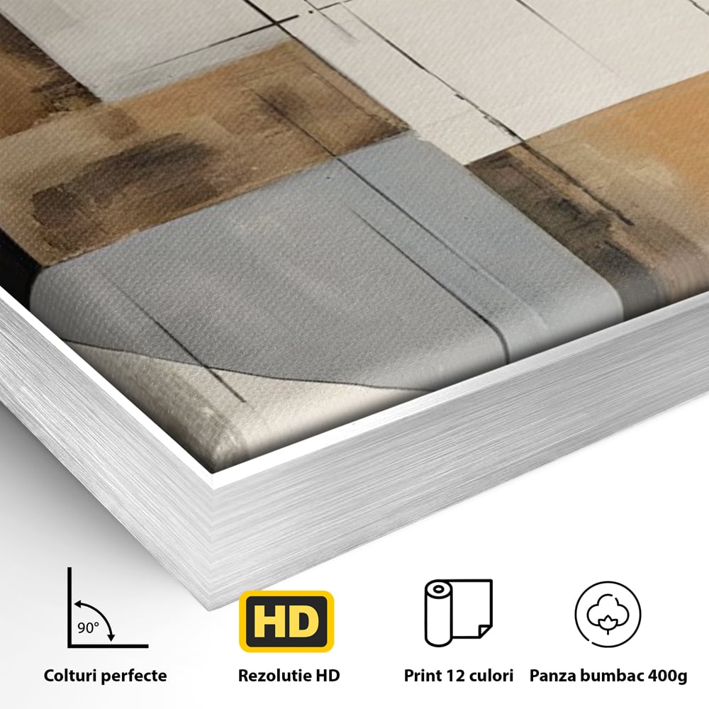 Tablou Canvas Premium LuxCanva® C1249, Black Abstract Lines , Relaxare, Living Room, Culori Vibrante