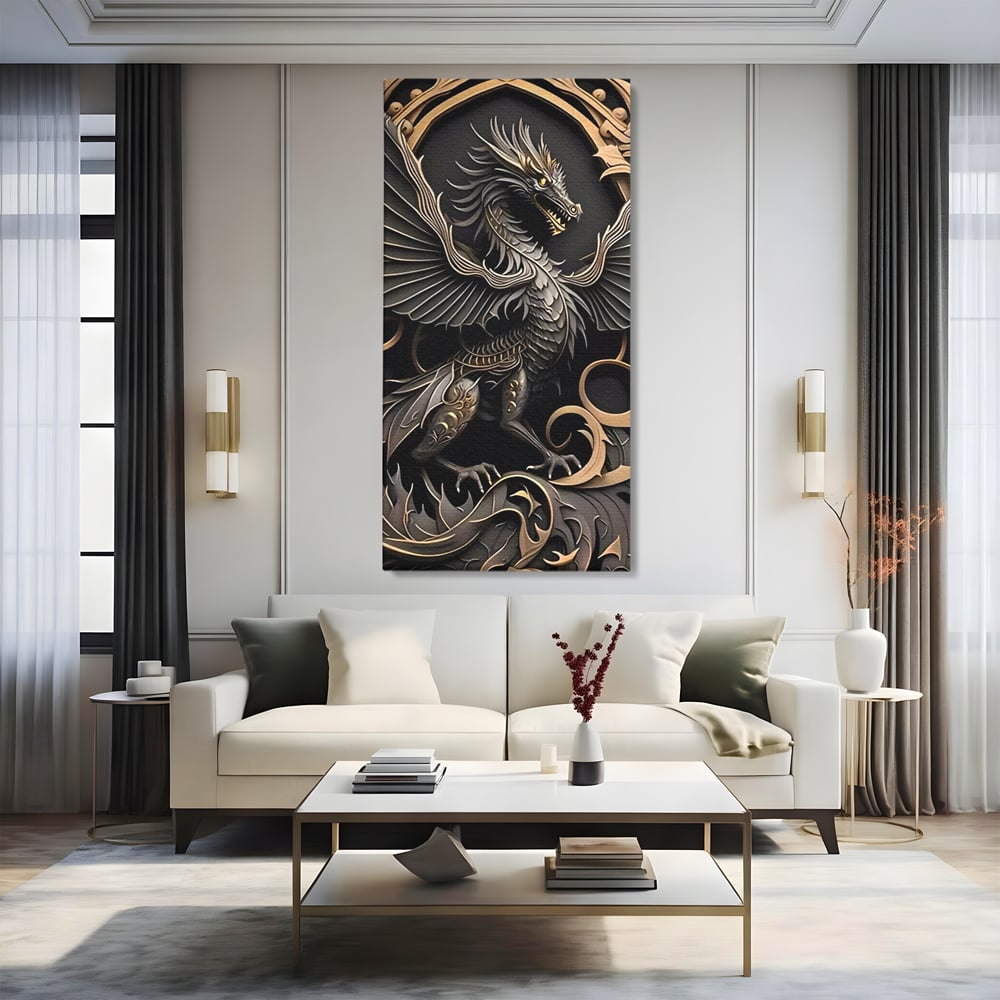 Tablou Canvas Premium, LuxCanva® C1251, Dragon,  Relaxare, Living Room, Culori Vibrante
