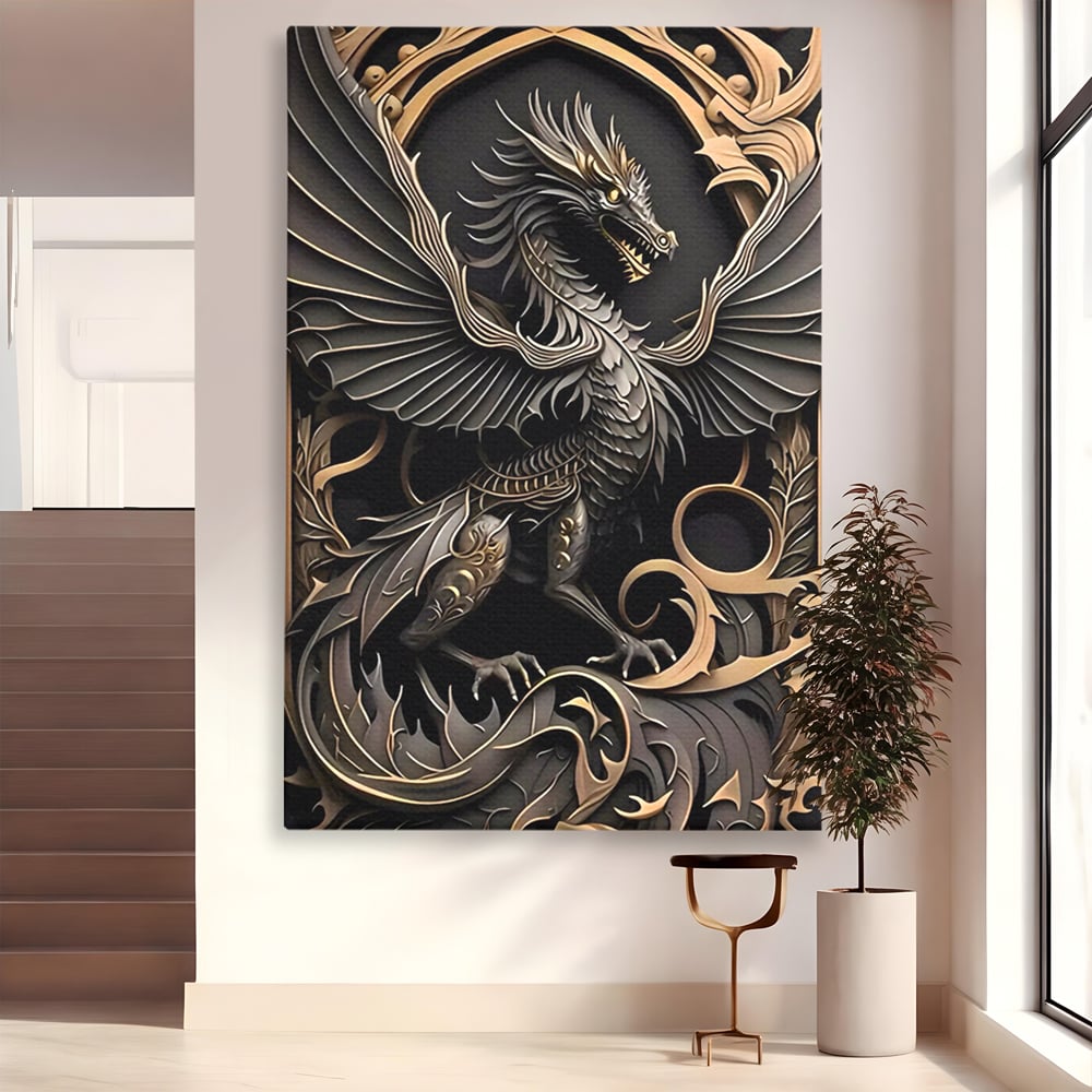 Tablou Canvas Premium, LuxCanva® C1251, Dragon,  Relaxare, Living Room, Culori Vibrante