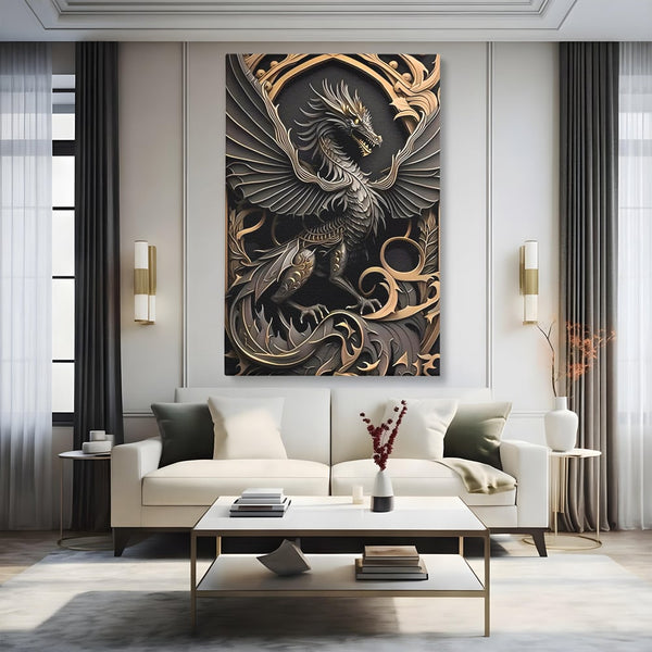 Tablou Canvas Premium, LuxCanva® C1251, Dragon,  Relaxare, Living Room, Culori Vibrante