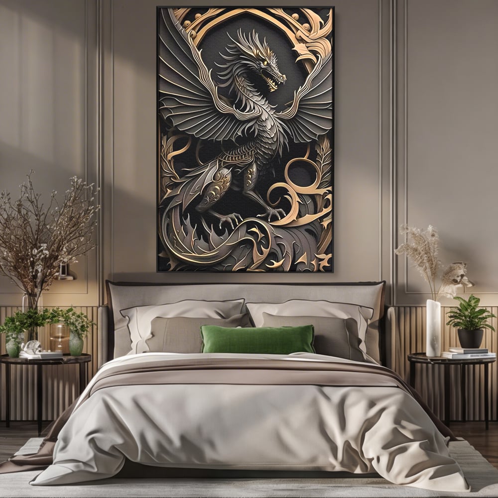 Tablou Canvas Premium, LuxCanva® C1251, Dragon,  Relaxare, Living Room, Culori Vibrante