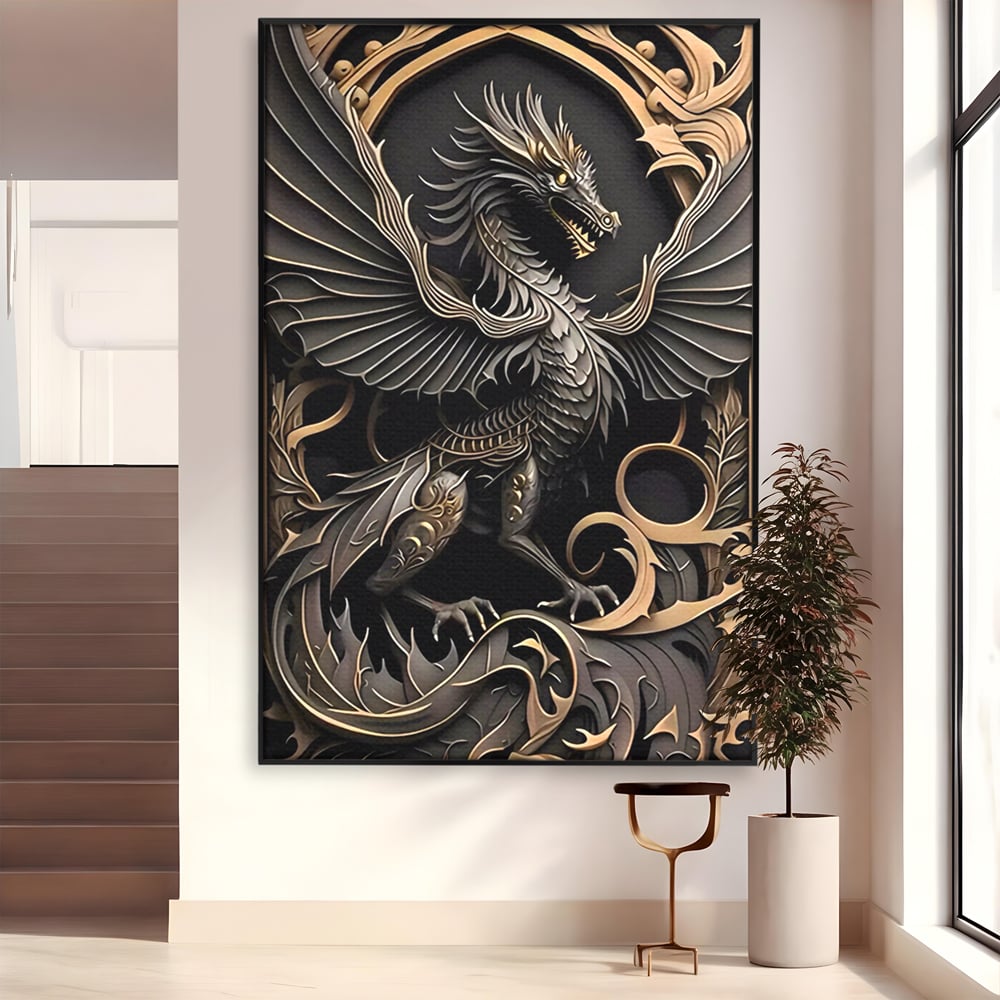 Tablou Canvas Premium, LuxCanva® C1251, Dragon,  Relaxare, Living Room, Culori Vibrante