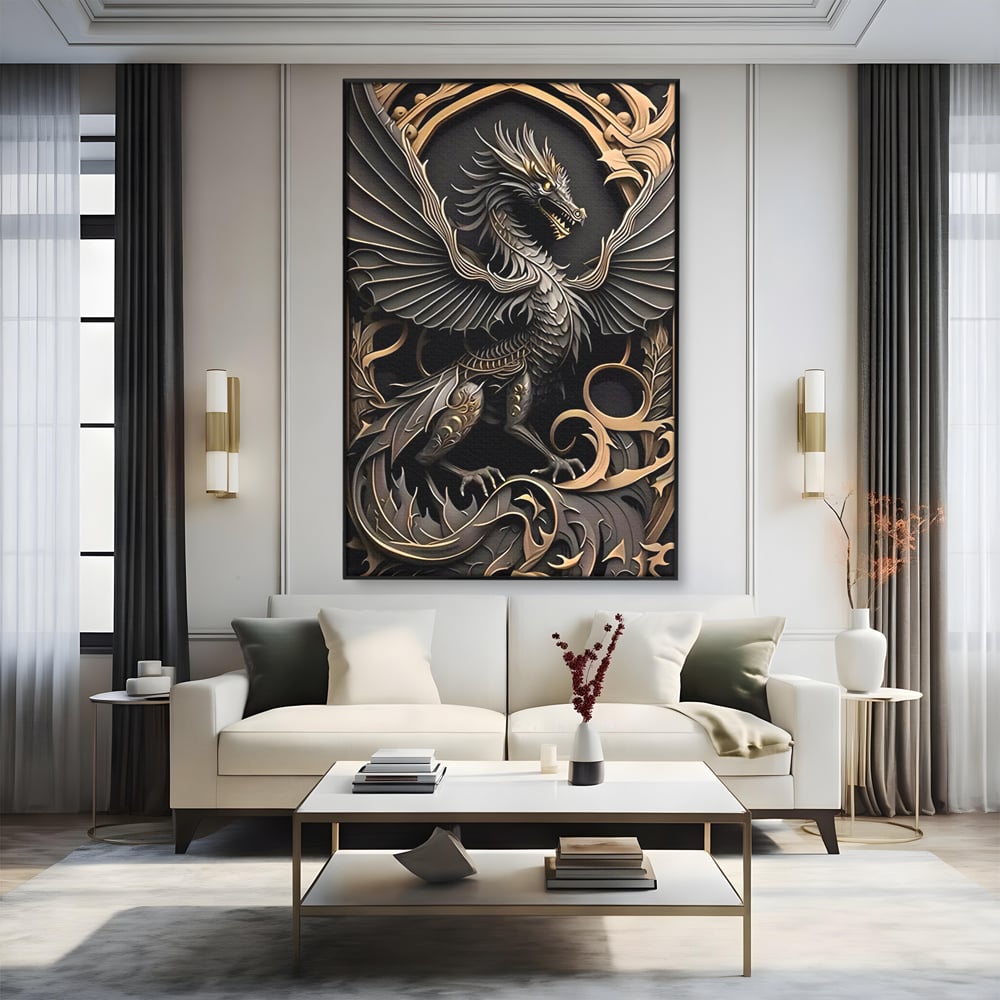 Tablou Canvas Premium, LuxCanva® C1251, Dragon,  Relaxare, Living Room, Culori Vibrante