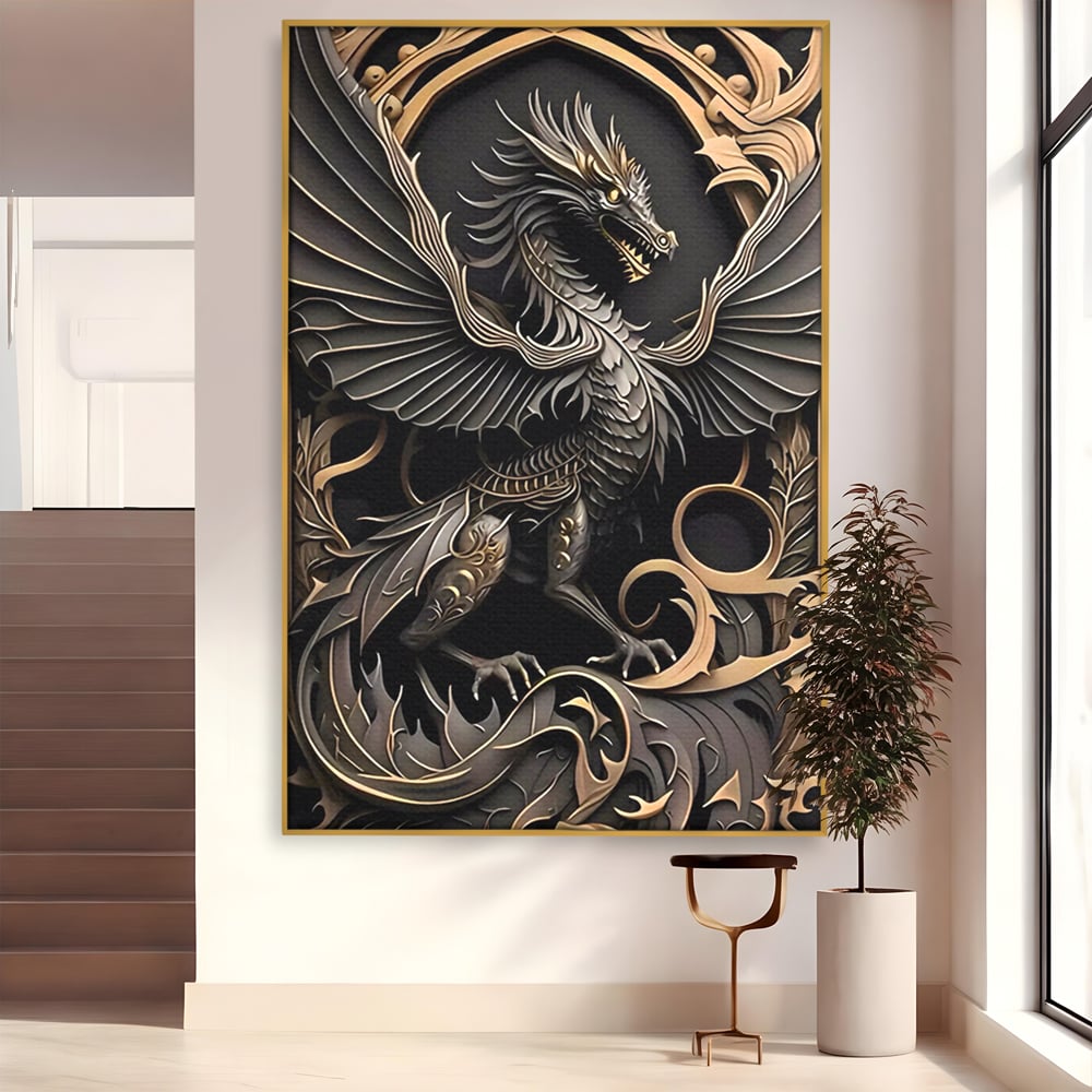 Tablou Canvas Premium, LuxCanva® C1251, Dragon,  Relaxare, Living Room, Culori Vibrante