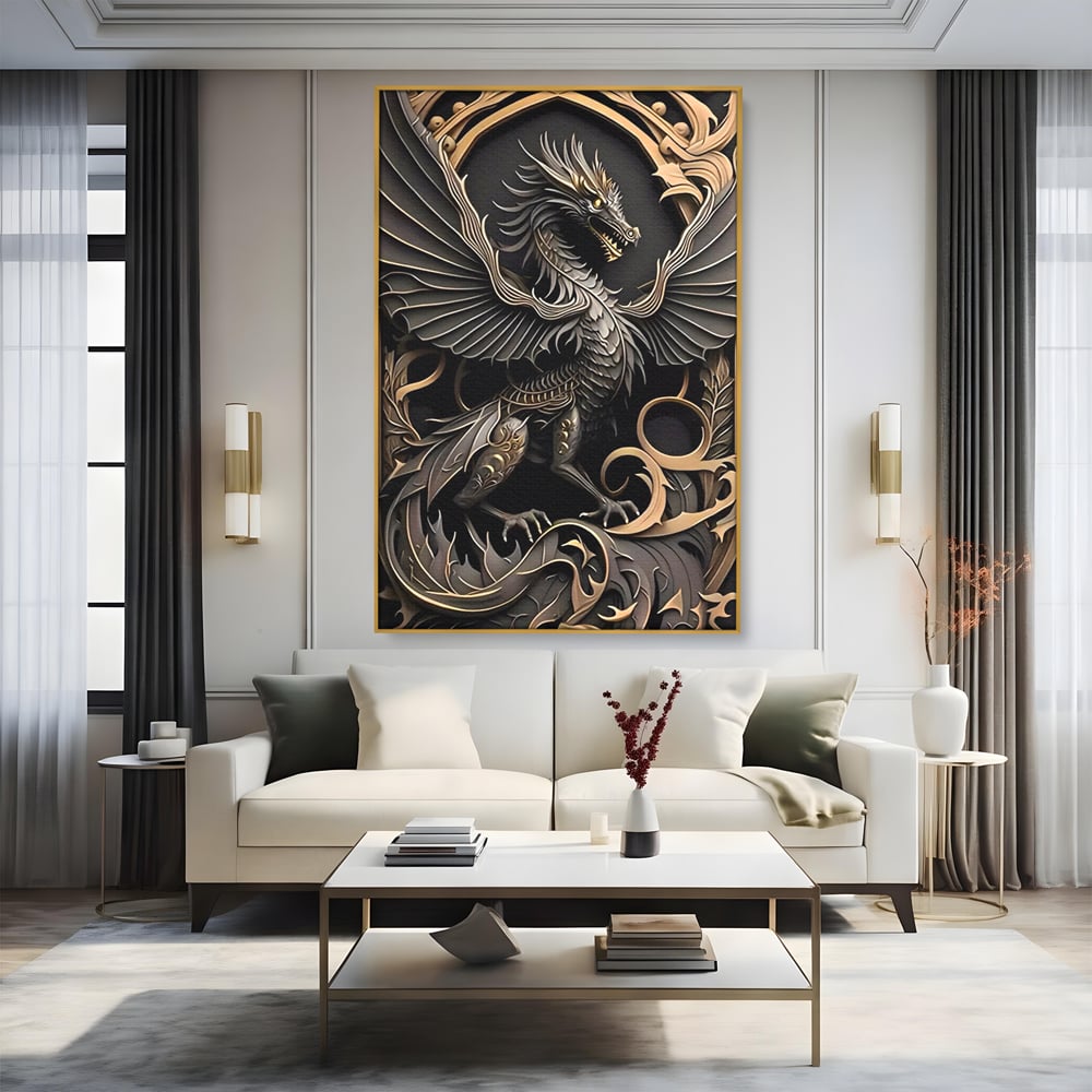 Tablou Canvas Premium, LuxCanva® C1251, Dragon,  Relaxare, Living Room, Culori Vibrante