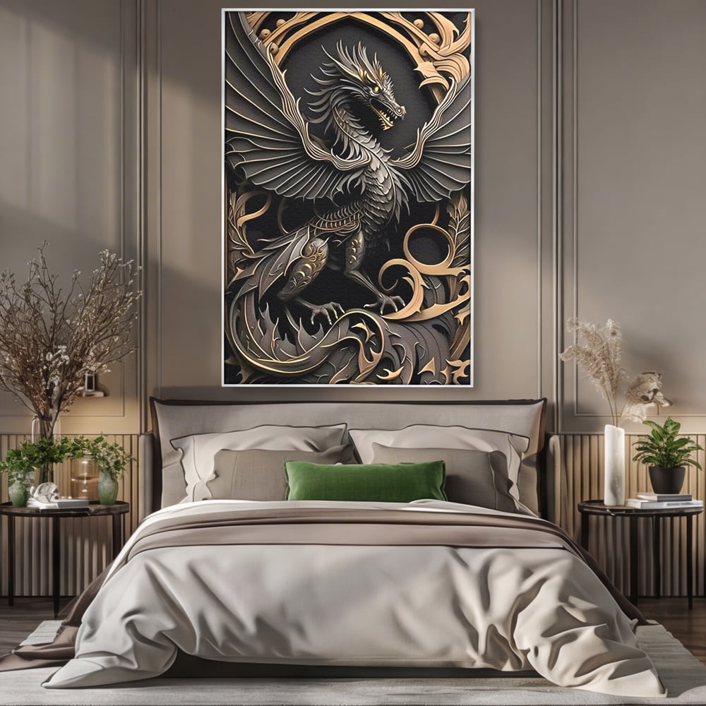 Tablou Canvas Premium, LuxCanva® C1251, Dragon,  Relaxare, Living Room, Culori Vibrante