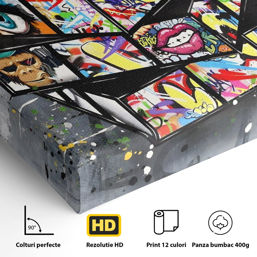 Tablou Canvas Premium, LuxCanva® C1253, Funny Rubik Cube, Relaxare, Game Room, Kids Room Culori Vibrante