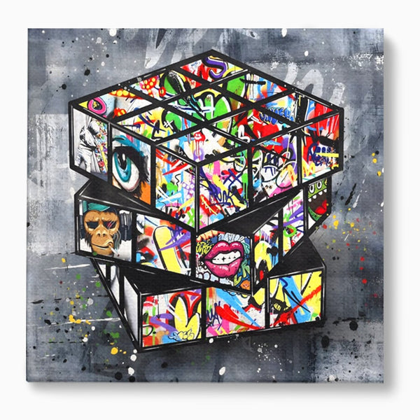 Tablou Canvas Premium, LuxCanva® C1253, Funny Rubik Cube, Relaxare, Game Room, Kids Room Culori Vibrante