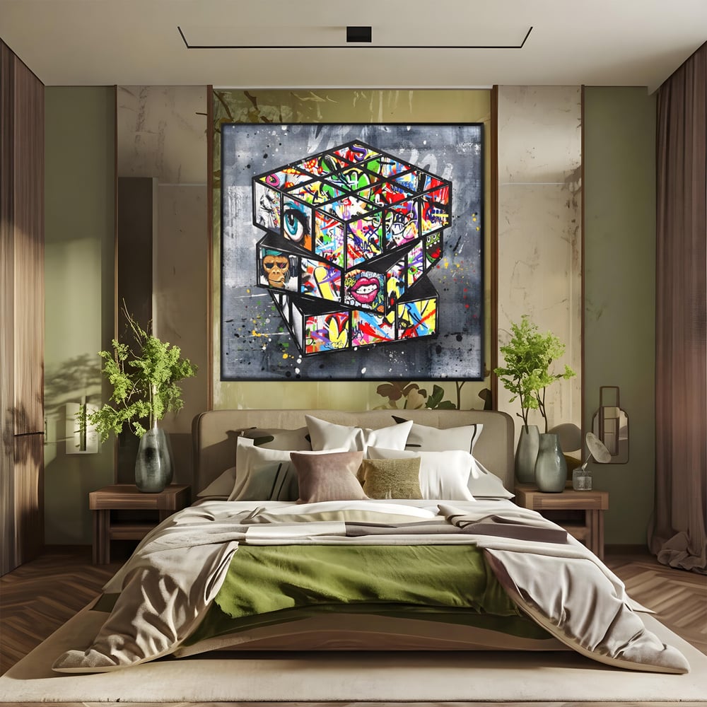Tablou Canvas Premium, LuxCanva® C1253, Funny Rubik Cube, Relaxare, Game Room, Kids Room Culori Vibrante