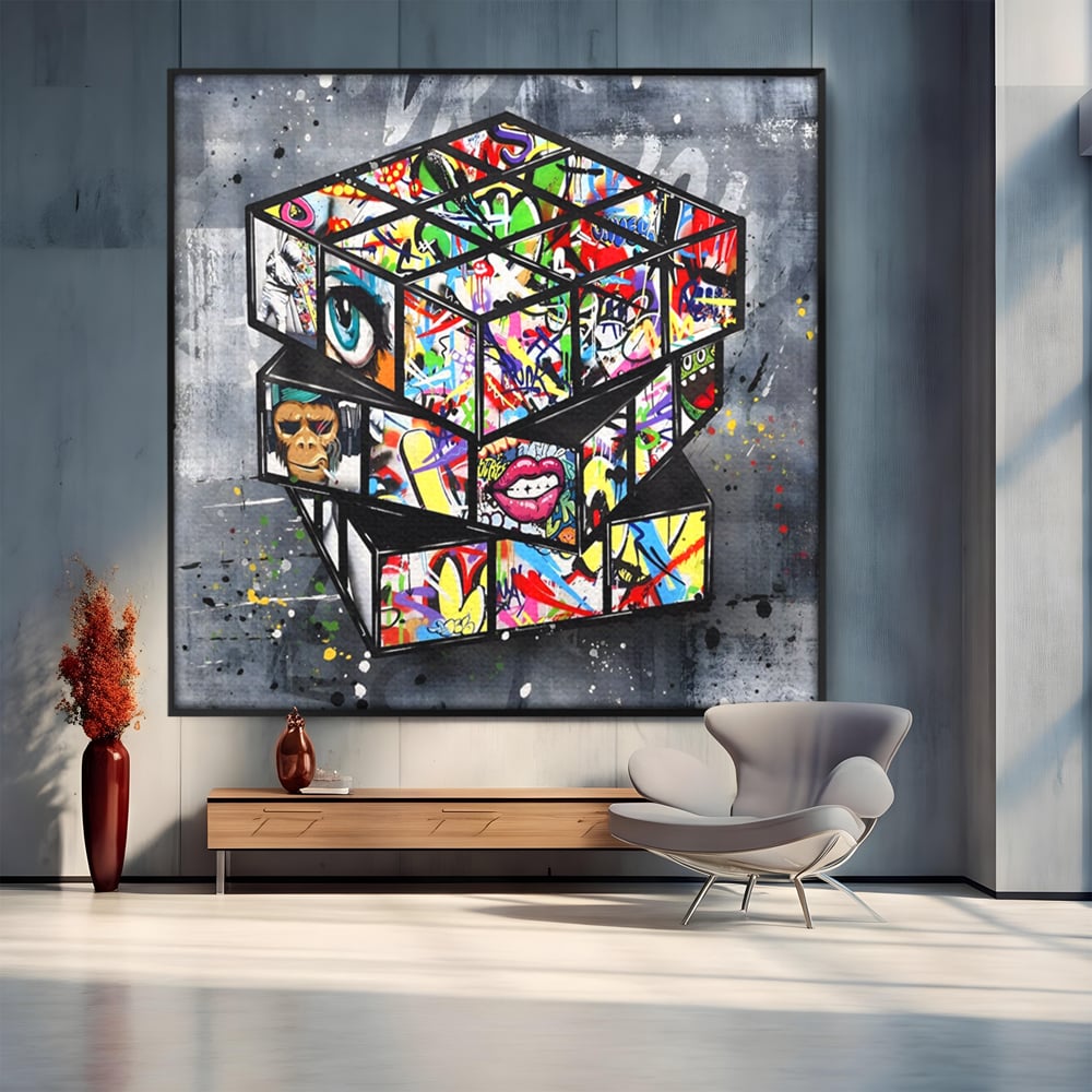 Tablou Canvas Premium, LuxCanva® C1253, Funny Rubik Cube, Relaxare, Game Room, Kids Room Culori Vibrante