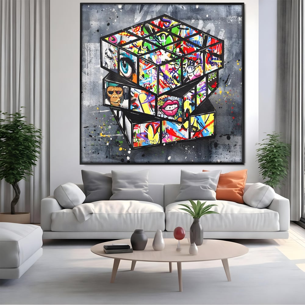 Tablou Canvas Premium, LuxCanva® C1253, Funny Rubik Cube, Relaxare, Game Room, Kids Room Culori Vibrante