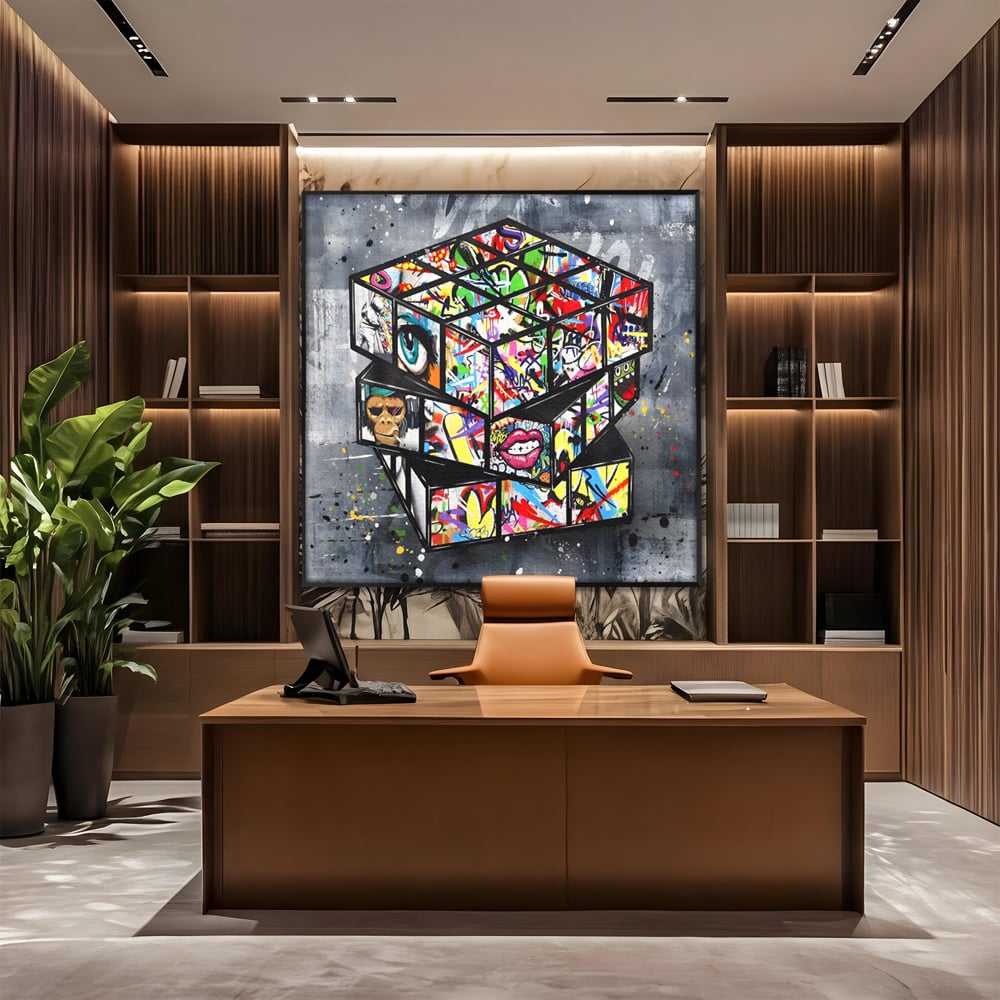 Tablou Canvas Premium, LuxCanva® C1253, Funny Rubik Cube, Relaxare, Game Room, Kids Room Culori Vibrante