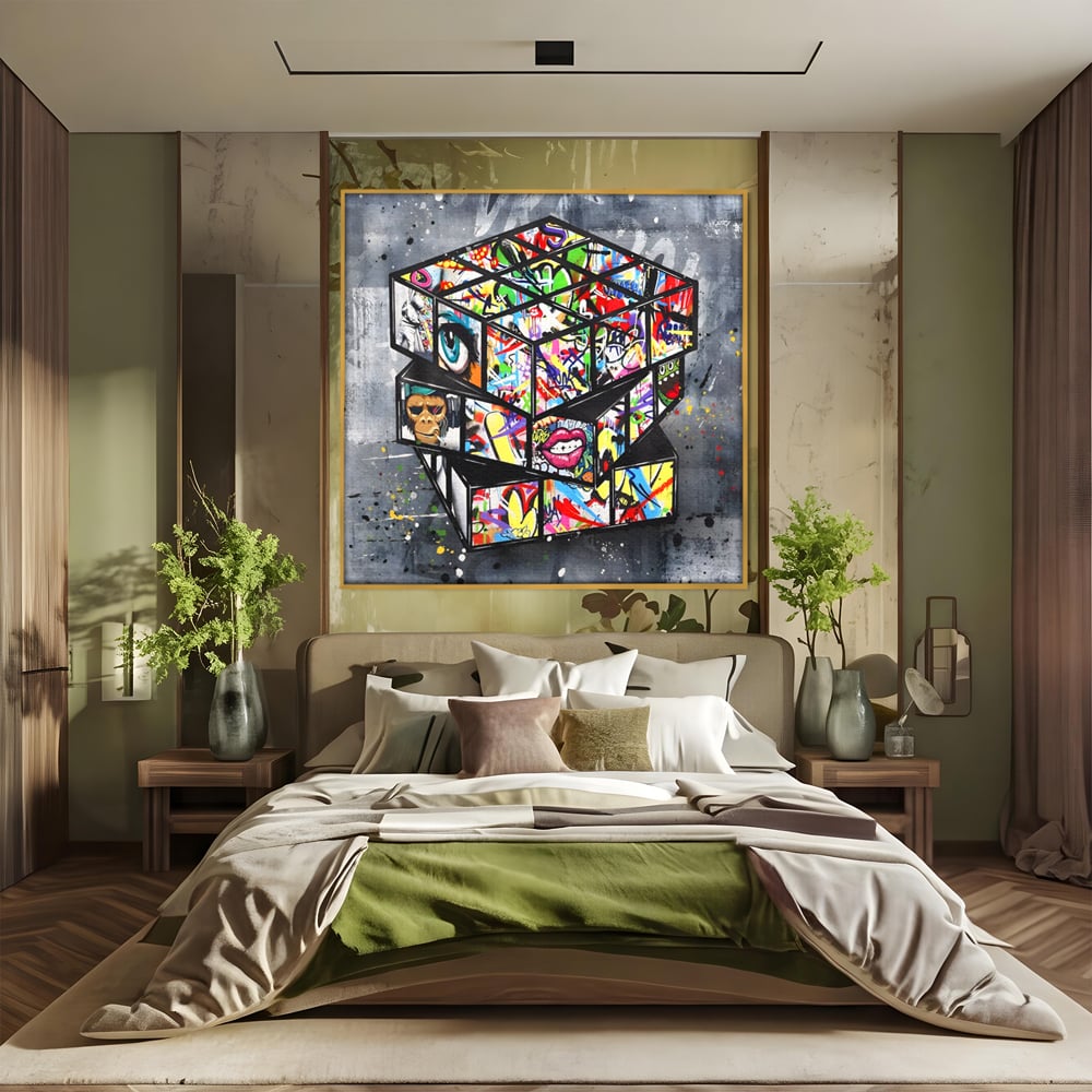 Tablou Canvas Premium, LuxCanva® C1253, Funny Rubik Cube, Relaxare, Game Room, Kids Room Culori Vibrante