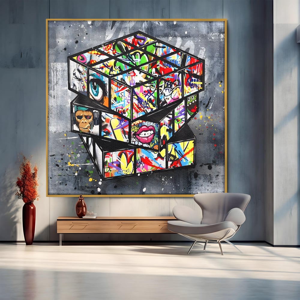Tablou Canvas Premium, LuxCanva® C1253, Funny Rubik Cube, Relaxare, Game Room, Kids Room Culori Vibrante
