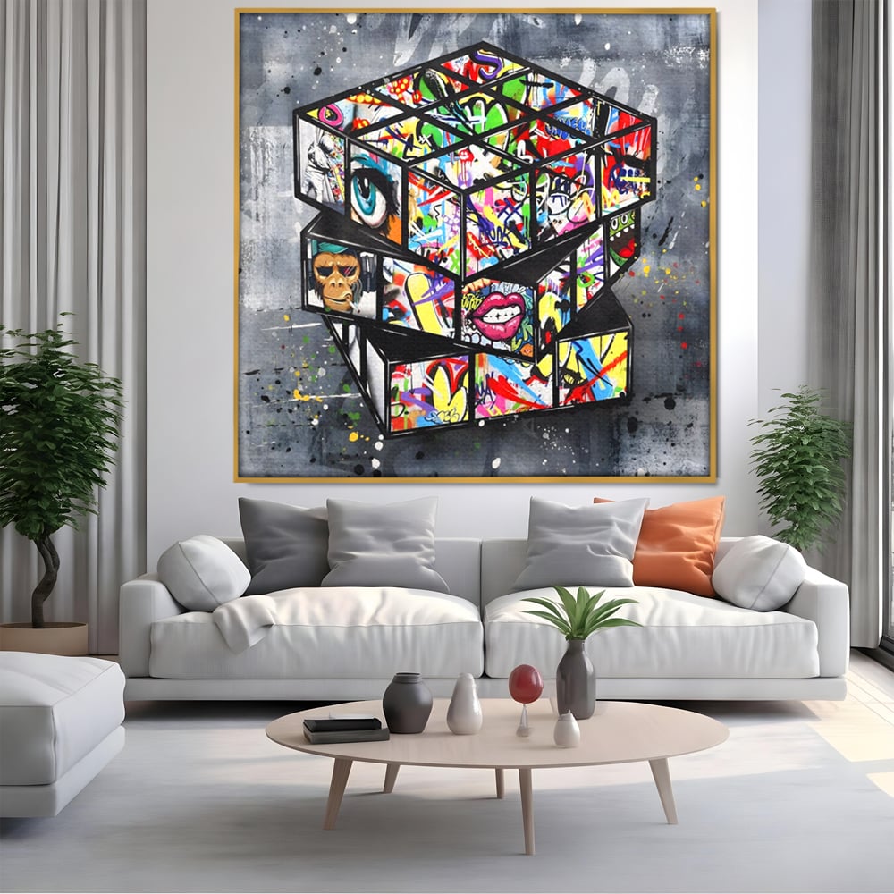 Tablou Canvas Premium, LuxCanva® C1253, Funny Rubik Cube, Relaxare, Game Room, Kids Room Culori Vibrante