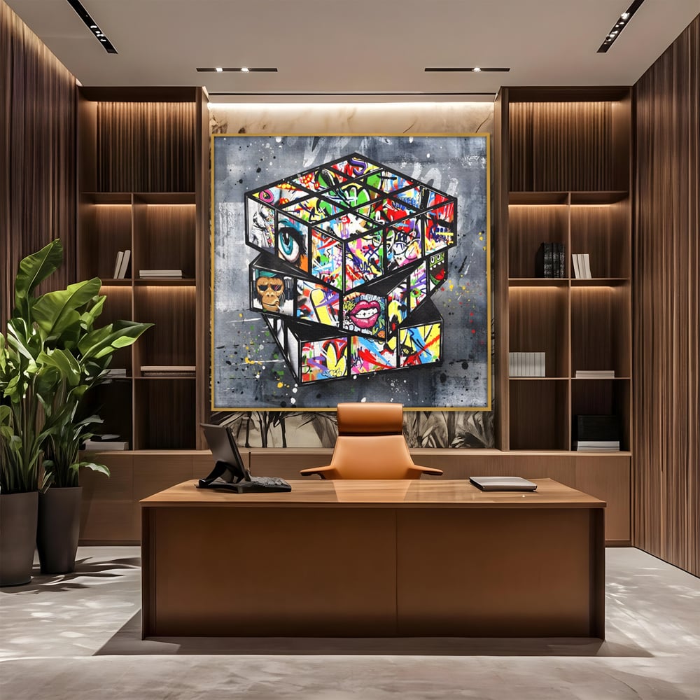 Tablou Canvas Premium, LuxCanva® C1253, Funny Rubik Cube, Relaxare, Game Room, Kids Room Culori Vibrante