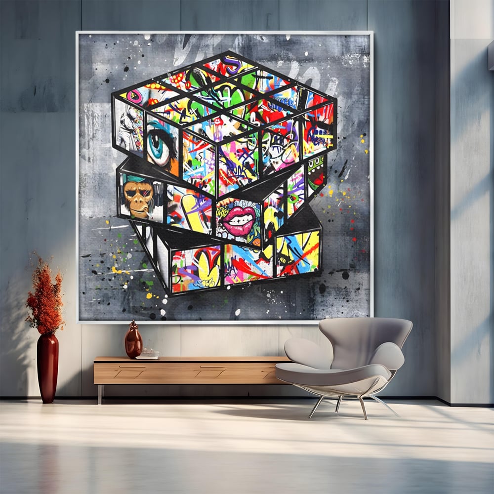 Tablou Canvas Premium, LuxCanva® C1253, Funny Rubik Cube, Relaxare, Game Room, Kids Room Culori Vibrante