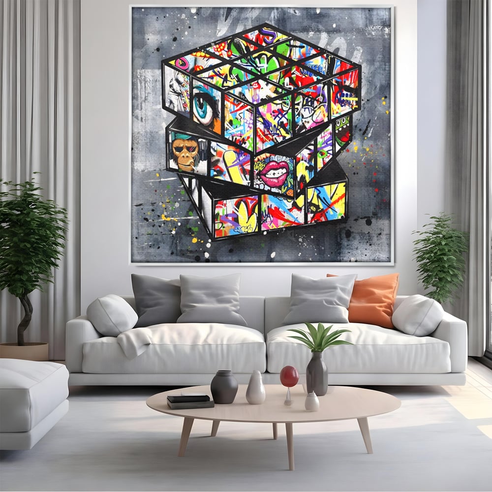 Tablou Canvas Premium, LuxCanva® C1253, Funny Rubik Cube, Relaxare, Game Room, Kids Room Culori Vibrante