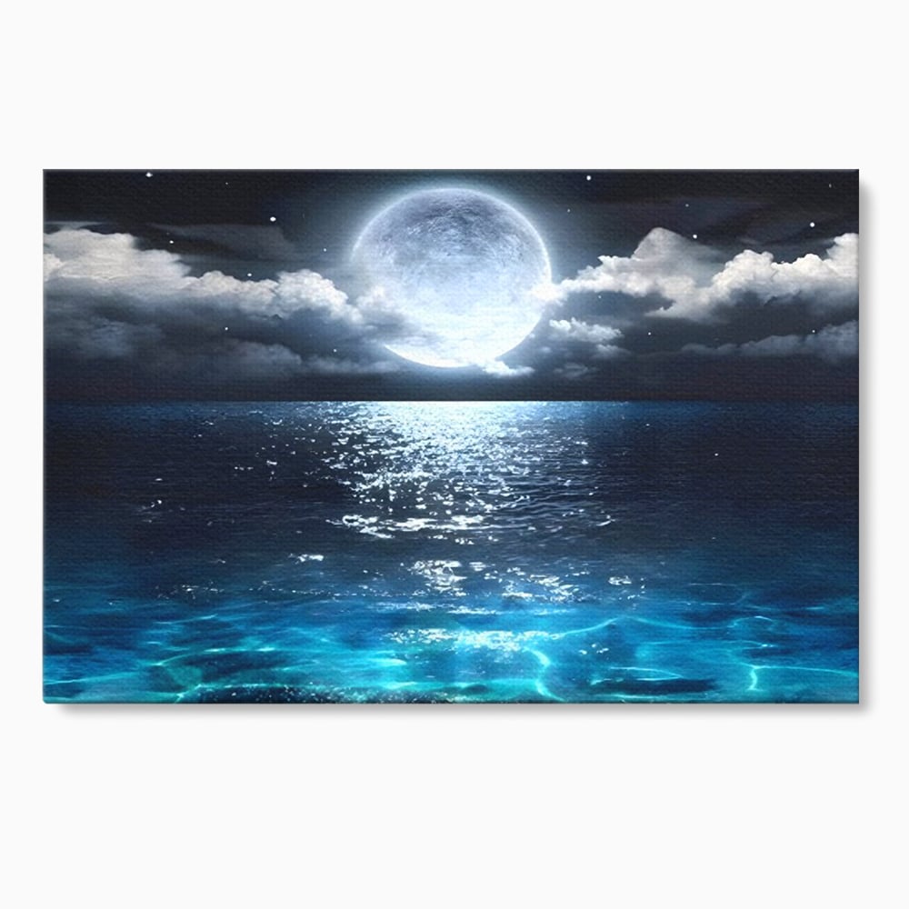 Tablou Canvas Premium, LuxCanva® C1254, Midnight Over The Sea, Relaxare, Game Room, Kids Room Culori Vibrante