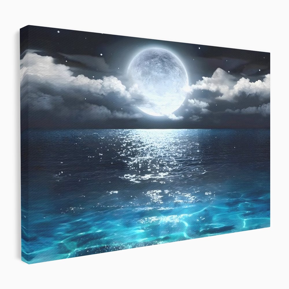 Tablou Canvas Premium, LuxCanva® C1254, Midnight Over The Sea, Relaxare, Game Room, Kids Room Culori Vibrante