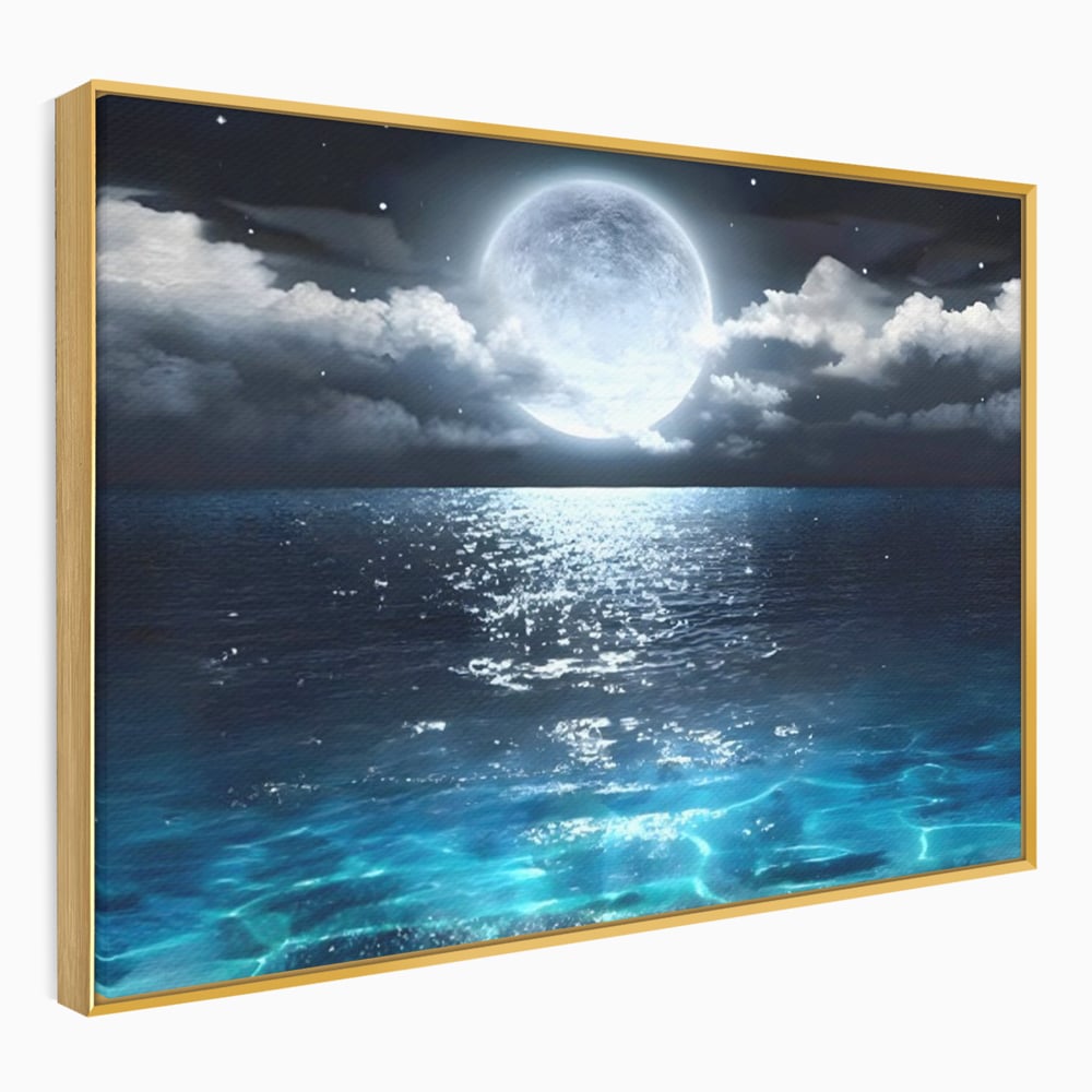 Tablou Canvas Premium, LuxCanva® C1254, Midnight Over The Sea, Relaxare, Game Room, Kids Room Culori Vibrante