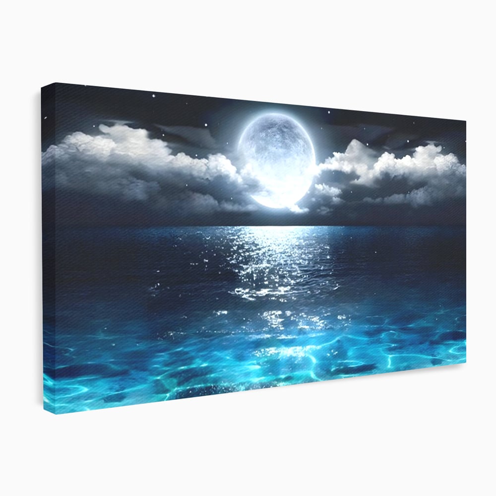 Tablou Canvas Premium, LuxCanva® C1254, Midnight Over The Sea, Relaxare, Game Room, Kids Room Culori Vibrante