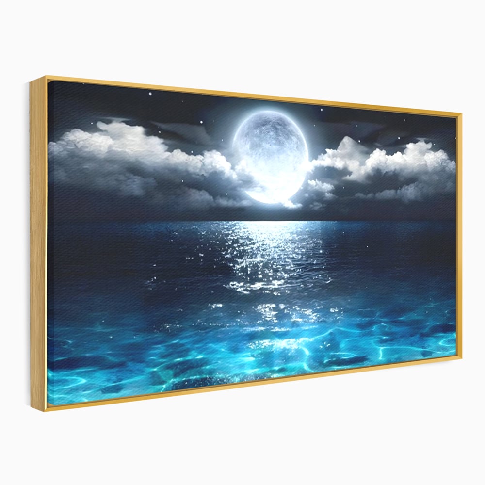 Tablou Canvas Premium, LuxCanva® C1254, Midnight Over The Sea, Relaxare, Game Room, Kids Room Culori Vibrante