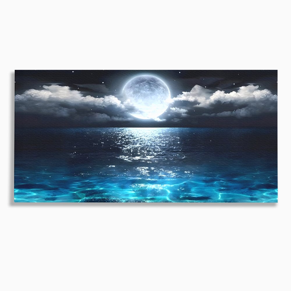 Tablou Canvas Premium, LuxCanva® C1254, Midnight Over The Sea, Relaxare, Game Room, Kids Room Culori Vibrante