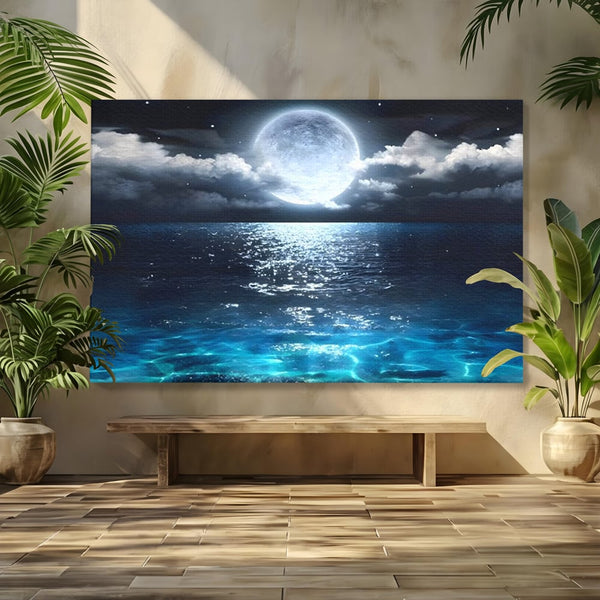 Tablou Canvas Premium, LuxCanva® C1254, Midnight Over The Sea, Relaxare, Game Room, Kids Room Culori Vibrante