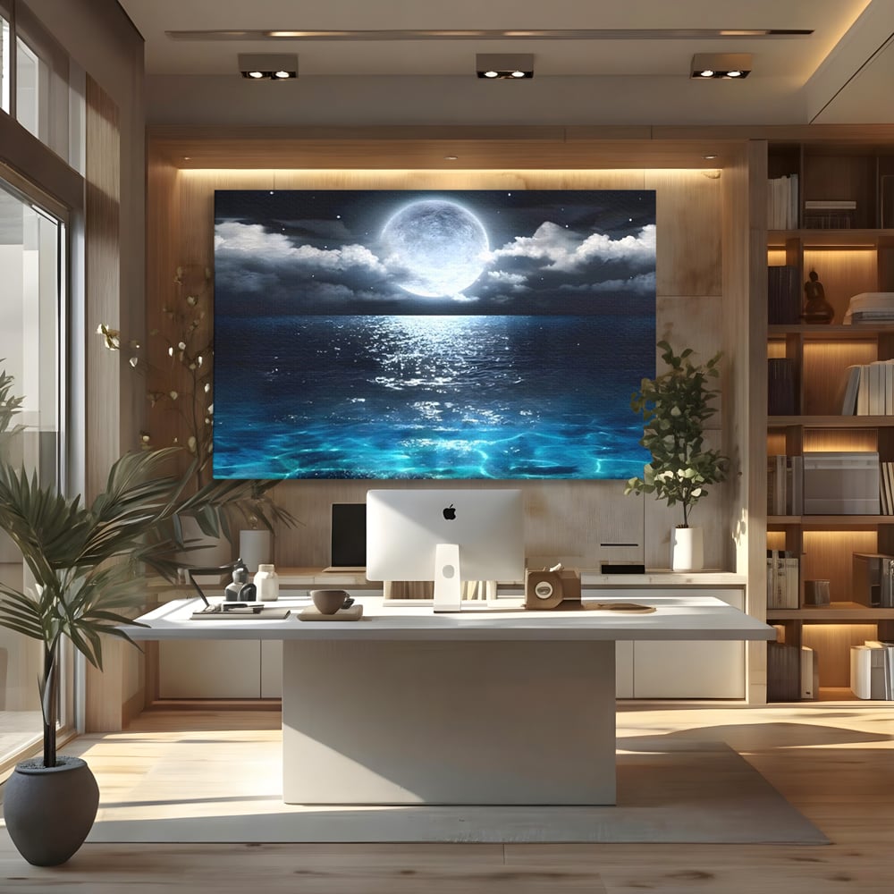 Tablou Canvas Premium, LuxCanva® C1254, Midnight Over The Sea, Relaxare, Game Room, Kids Room Culori Vibrante